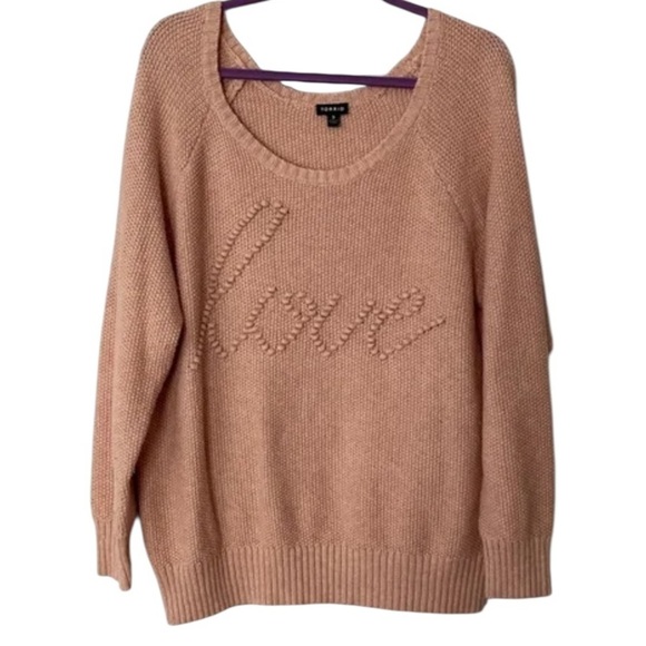 Torrid Size 2 Blush Pink Knit Sweater with “Love” Textured Detail - Picture 1 of 4